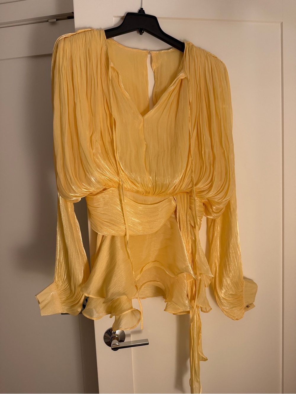 Yellow Ruffled V-Neck Women's dress